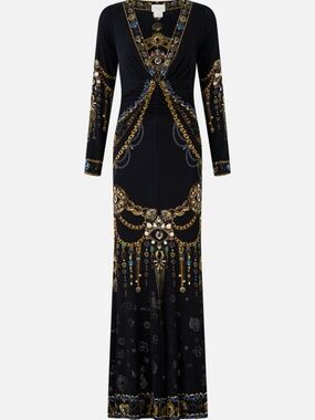 Camilla Long Sleeve Gathered Dress With Train Amulets And Alchemy